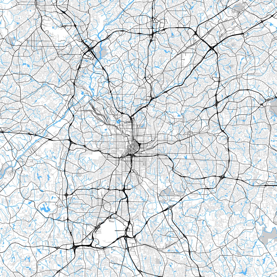 900x900 High Resolution Atlanta, Georgia Vector Map Hebstreits