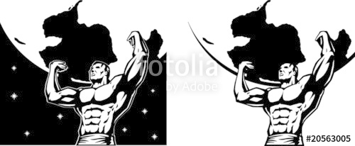 500x206 Stylized Drawing Of The God Atlas. Stock Image And Royalty Free