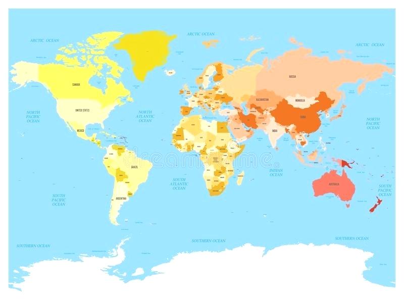 800x598 Download World Map Atlas Colored Political With Blue Seas And