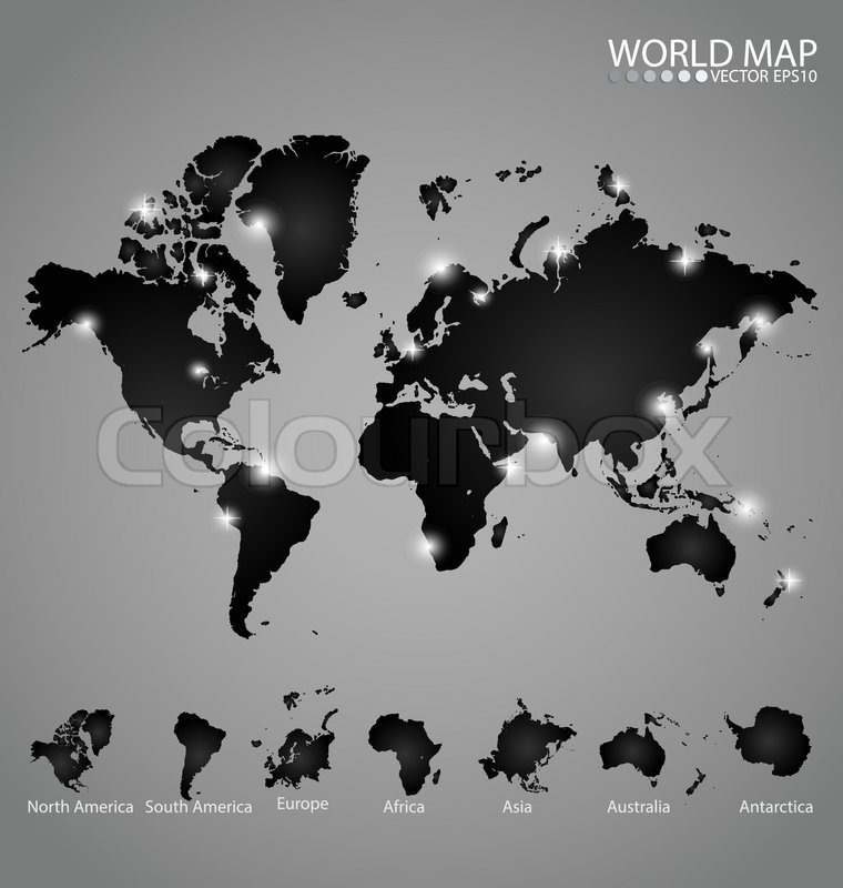 760x800 Modern World Map With Continents Atlas (North America, South