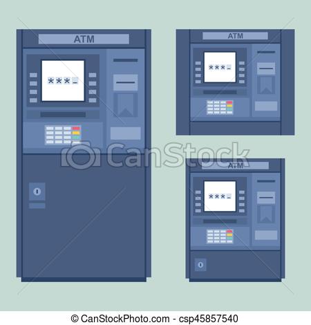 450x470 Set Of The Flat Vector Atm Machines.