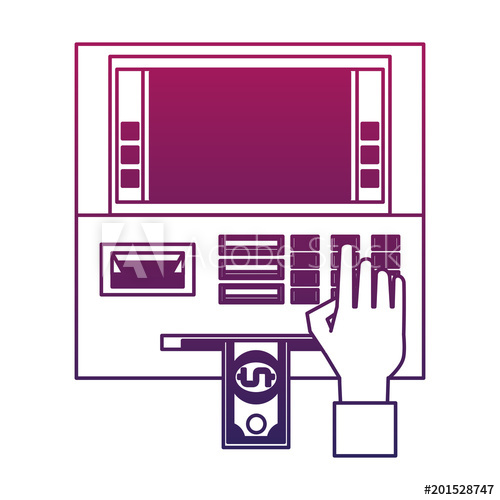 500x500 Taking Money From Atm Vector Illustration Graphic Design