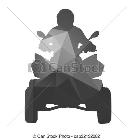 450x470 Atv Rider, Vector Abstract Silhouette.
