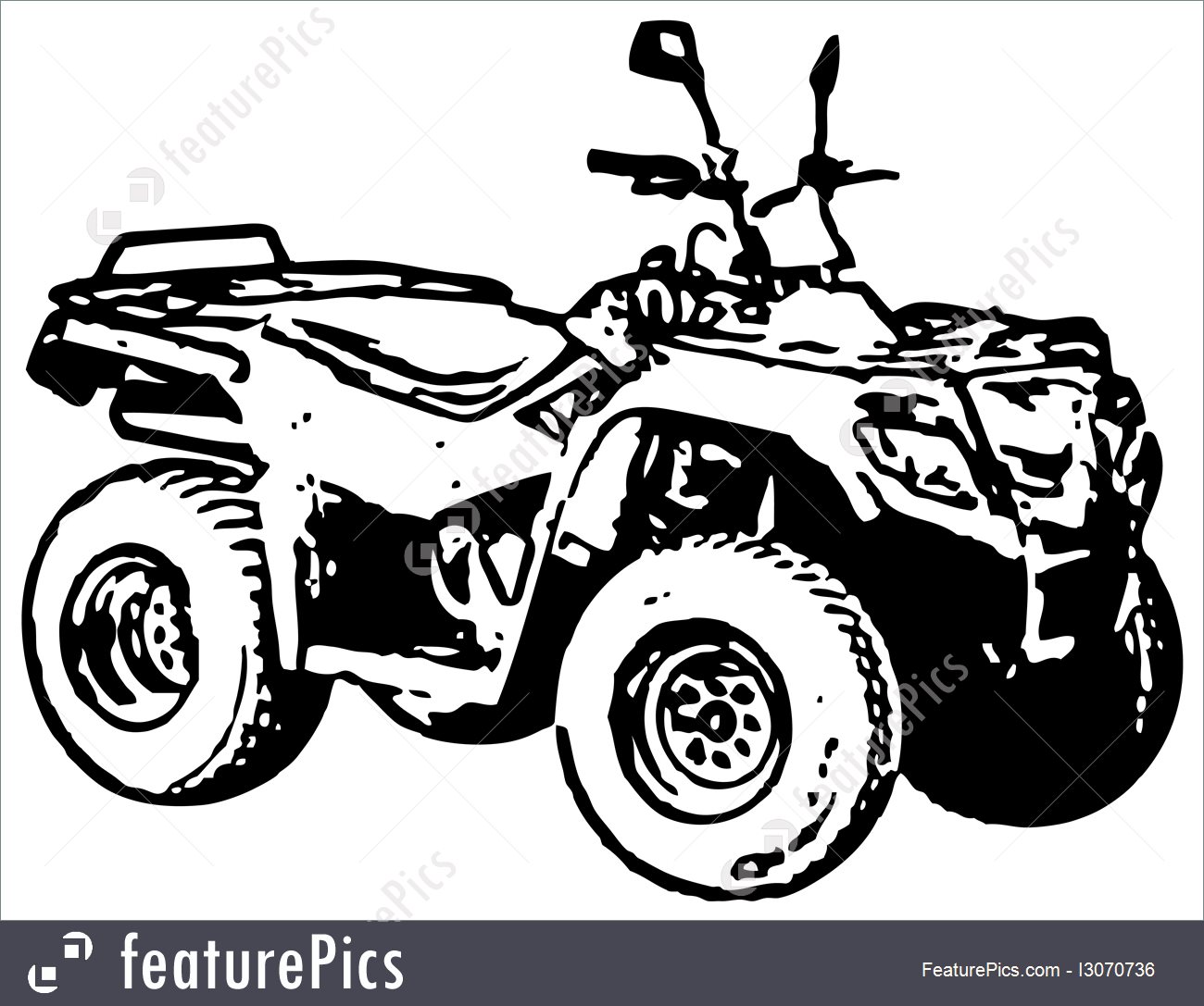 1300x1087 Four Wheel Motorbike Atv. Vector.