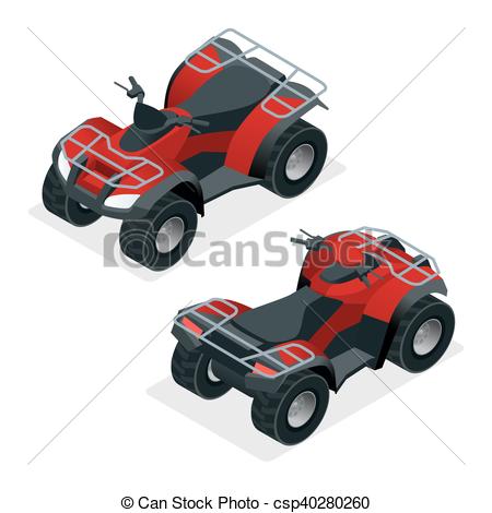 450x470 Quad Bikes Isometric Icons Set Vector Graphic Illustration. Quad