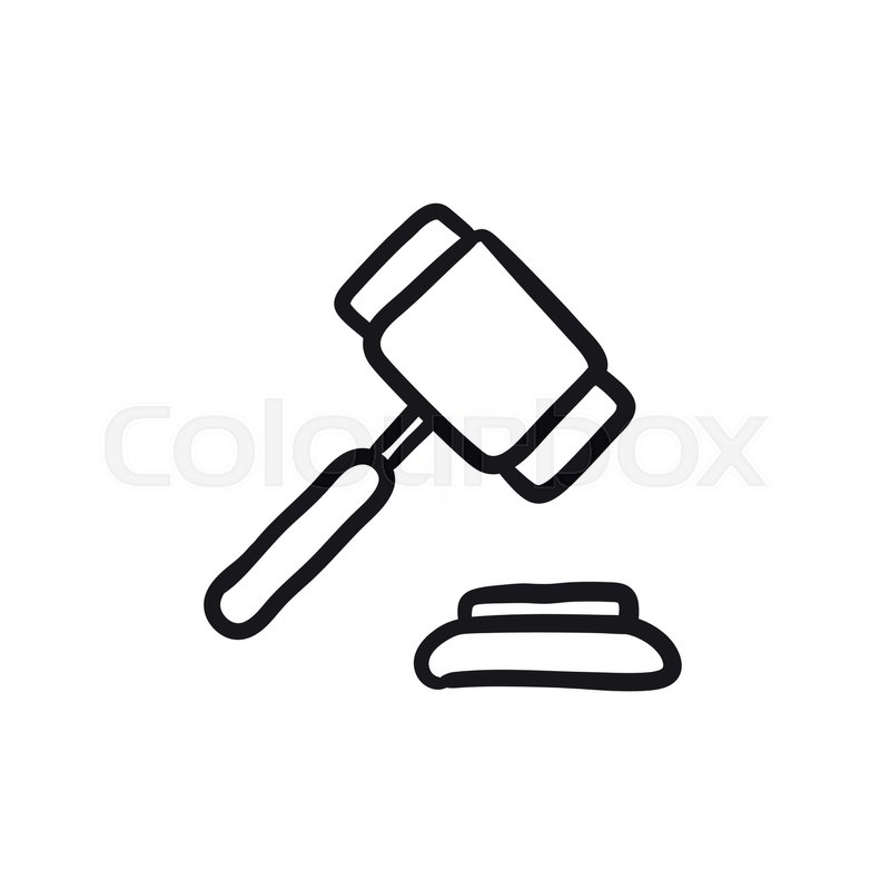 800x800 Auction Gavel Vector Sketch Icon Isolated On Background. Hand