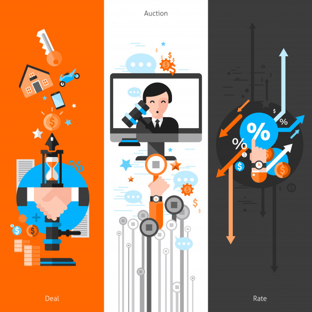 626x626 Three Vertical Auction Banners Vector Free Download