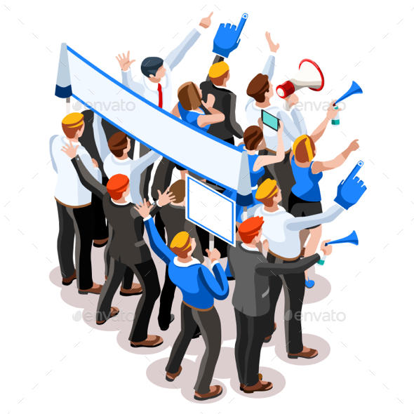 590x590 Election Infographic Speaker Audience Vector Isometric People By