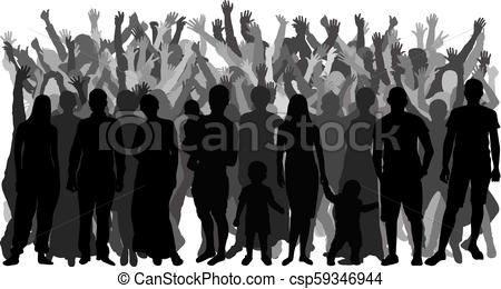 450x260 Silhouettes Of People Standing In Full Growth, Crowd. Vector.