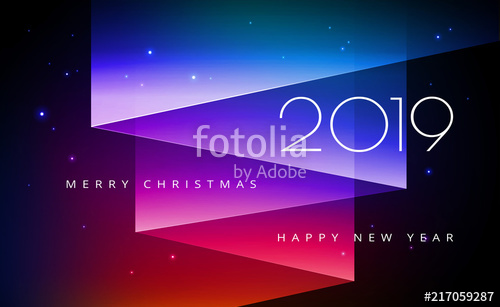 500x307 Merry Christmas And Happy New Year 2019 Greeting Card With Aurora