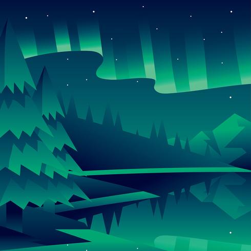 490x490 Northern Lights Landscape Green Vector