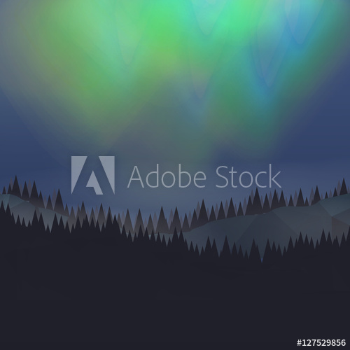 500x500 Forest Landscape With Northern Aurora