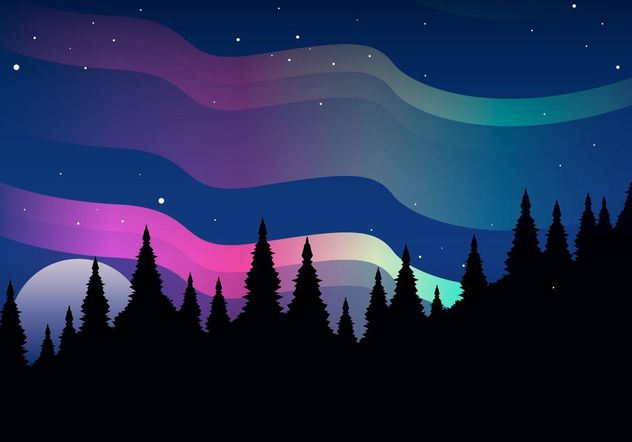 632x442 Northern Lights Vector Landscape Free Vector Download 153223