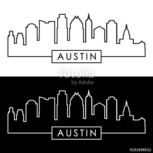 500x500 Austin Skyline. Linear Style. Editable Vector File. Stock Image