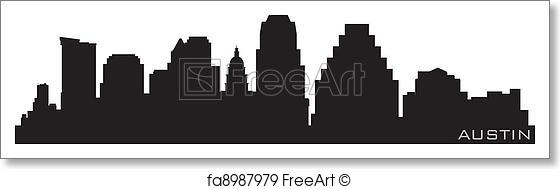 560x189 Free Art Print Of Austin, Texas Skyline. Detailed Vector