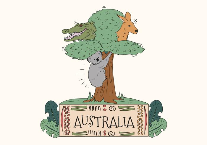 700x490 Australian Cute Wild Animals In Tree Vector
