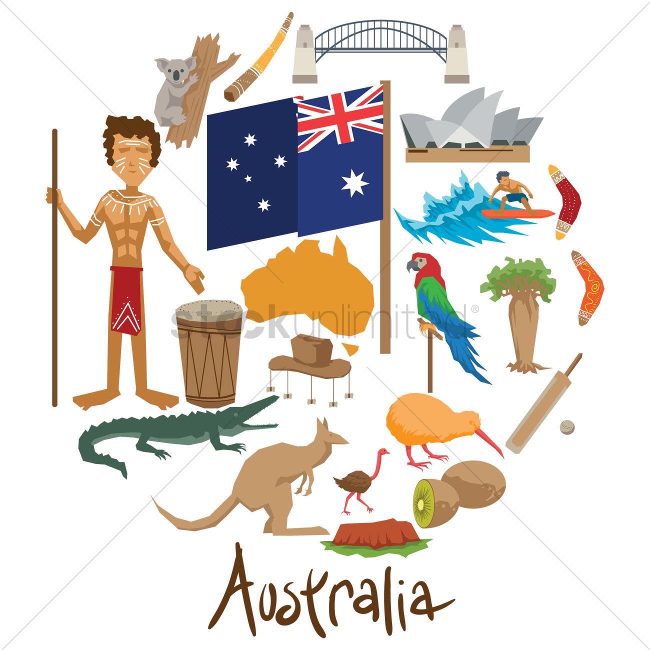 1300x1300 Representations Of Australia Vector Image