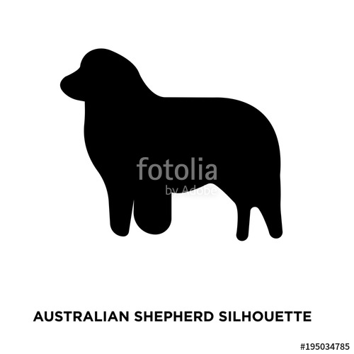 500x500 Australian Shepherd Silhouette On White Background Stock Image