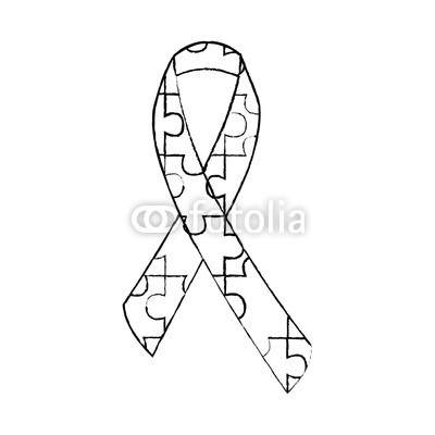 400x400 Autism Awareness Ribbon Made With Jigsaw Puzzle Vector
