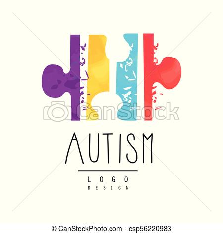 450x470 Bright Colored Logo With Symbol Of Autism. Vector Emblem With