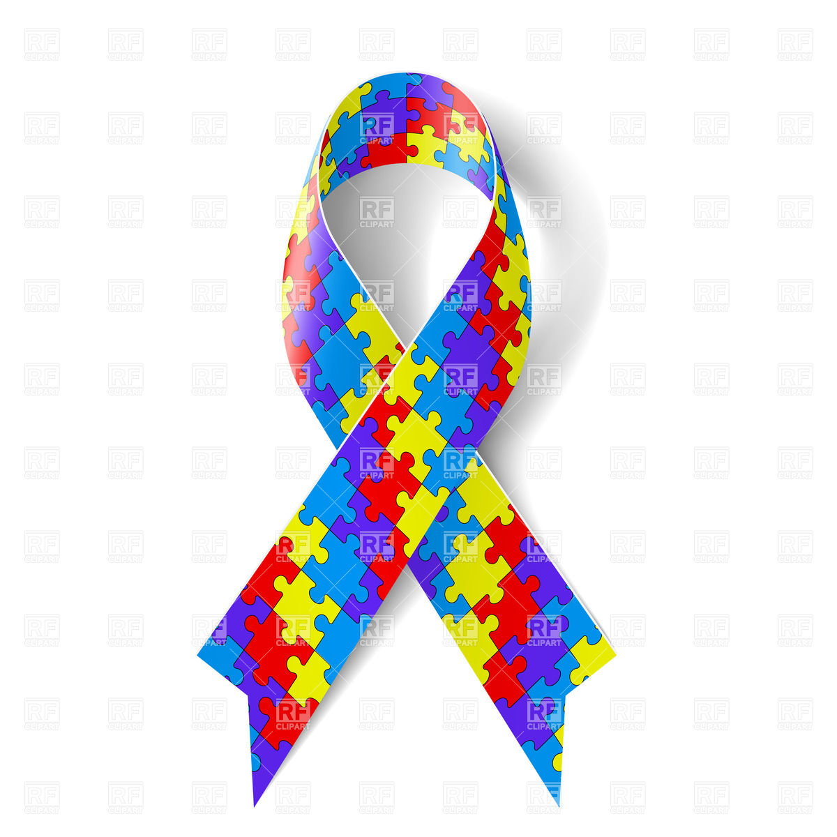 1200x1200 Ribbon With Colorful Puzzle As Symbol Of Autism Awareness Vector