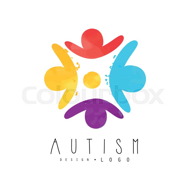 800x800 World Autism Awareness Day Logo Template With Human Silhouettes In