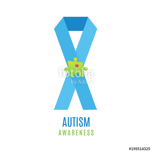 500x500 Autism Awareness Poster With A Puzzle Piece Pinned To A Ribbon