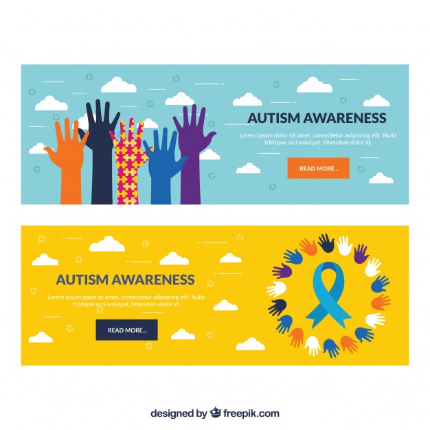 626x626 Colorful Autism Day Hand Banners Vector Free Download