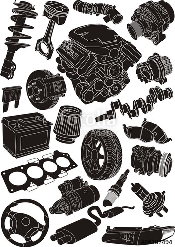 354x500 Car Parts Silhouette Set Stock Image And Royalty Free Vector