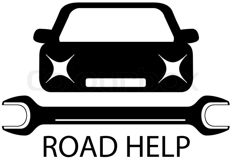 800x555 Road Help Sign With Black Car And Tools For Repair Stock Vector