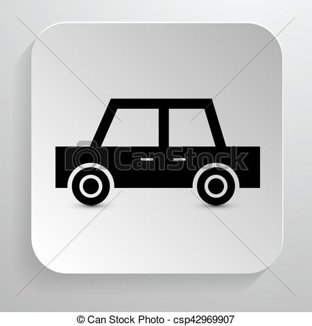 450x470 Car Icon. Vector Black Automobile Symbol On Paper Background.