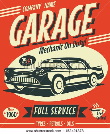 386x470 Letrero De Servicio De Retro. Del Vector