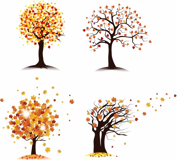 600x540 Autumn Tree Set Free Vector In Adobe Illustrator Ai ( .ai