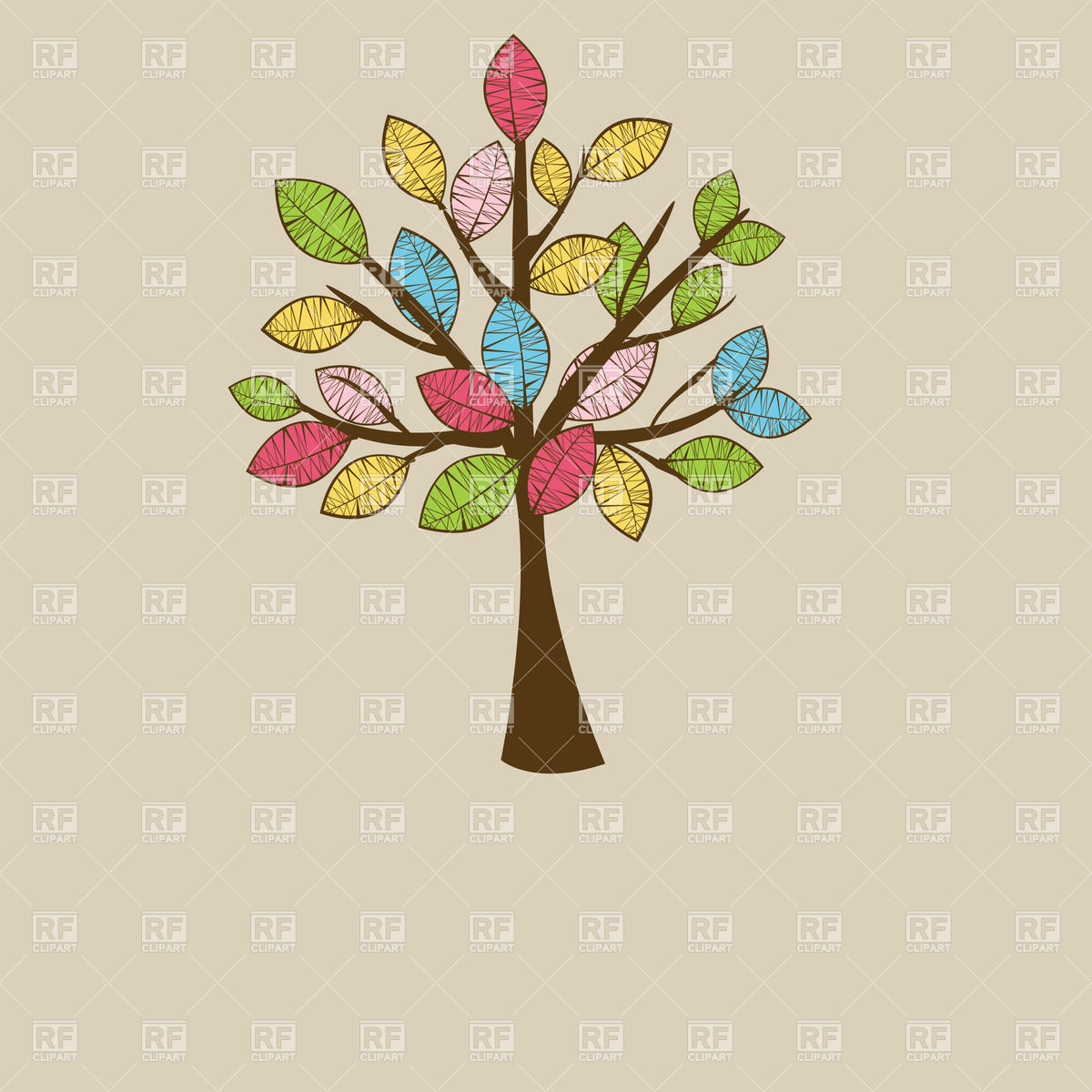 1200x1200 Beautiful Stylish Autumn Tree With Motley Leaves Vector Image