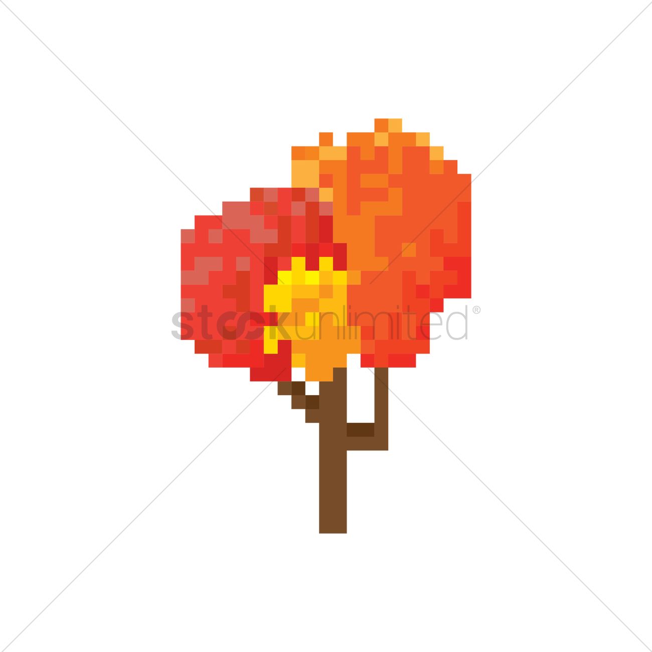 1300x1300 Pixel Art Autumn Tree Vector Image