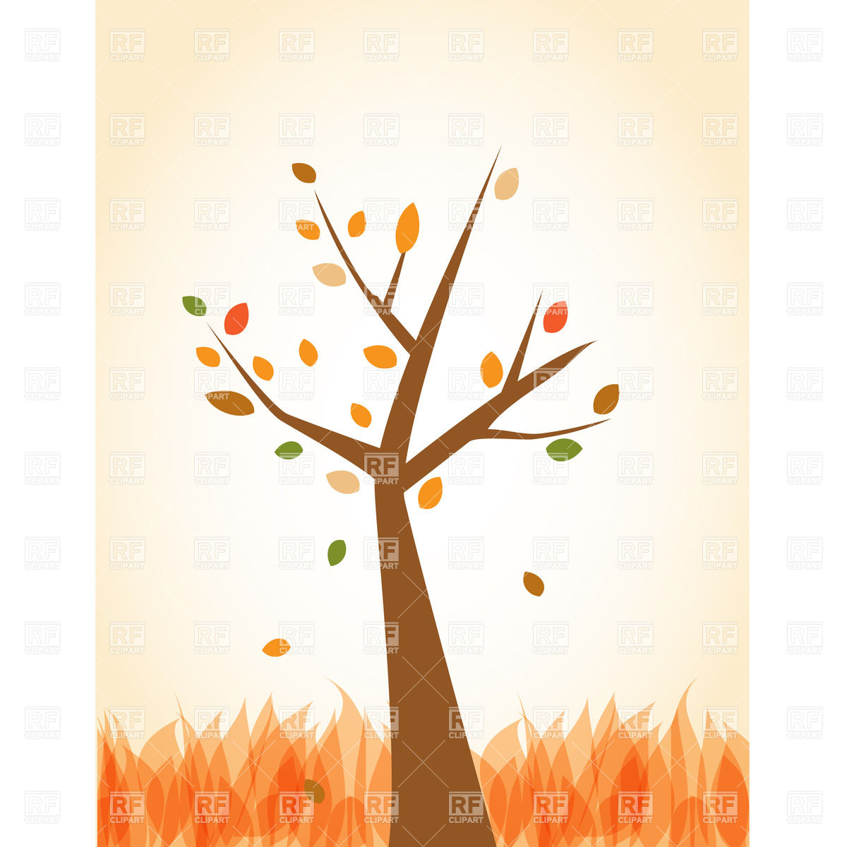 1200x1200 Stylized Simple Autumn Tree Vector Image Vector Artwork Of