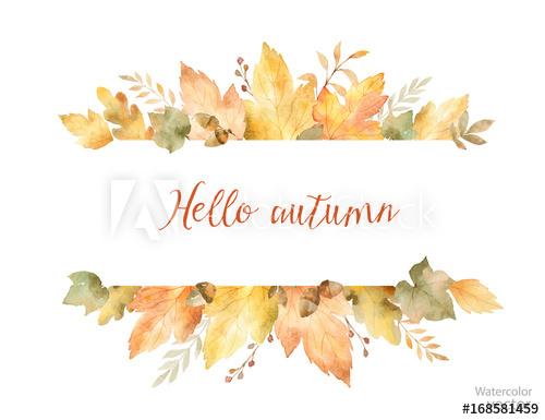 500x385 Watercolor Autumn Vector Banner Of Leaves And Branches Isolated On