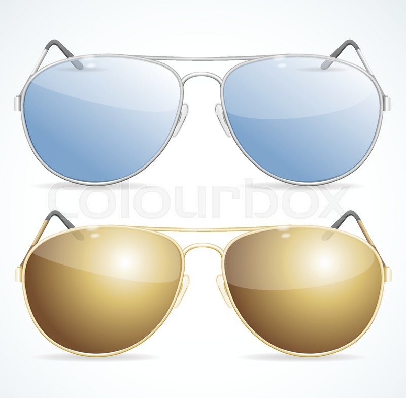 800x784 Aviator Sunglasses Set, Protection From Bright Sunlight. Vector