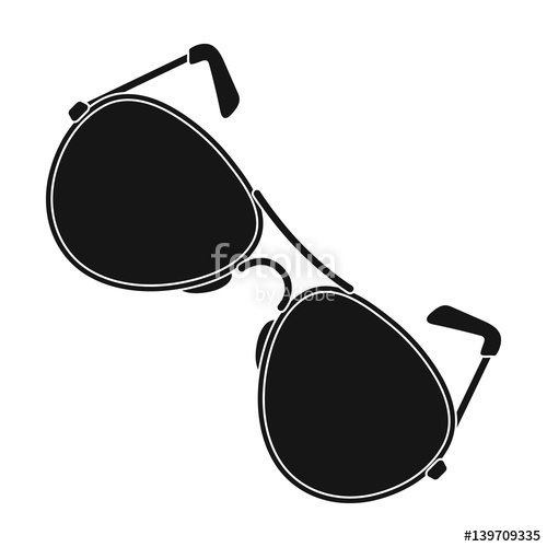 500x500 Aviator Sunglasses Icon In Black Style Isolated On White
