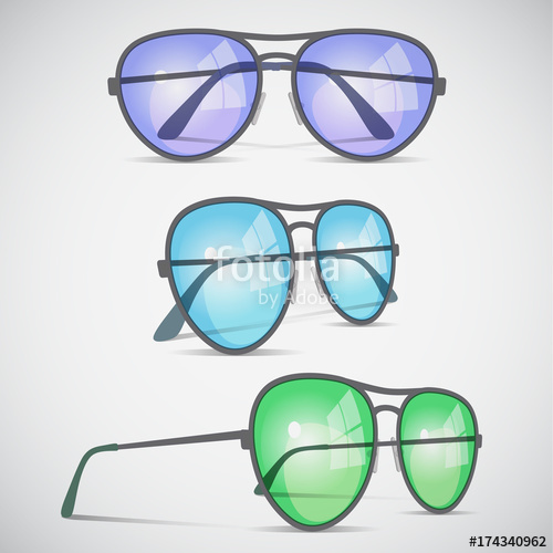 500x500 Set Of Hipster Aviator Sunglasses, Vector Illustration. Stock