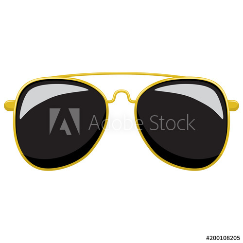 500x500 Sunglasses In Fashionable Gold Frame Shaped Aviator. Vector