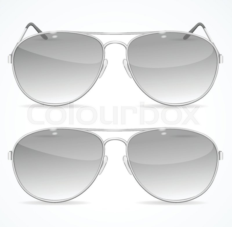 800x784 Aviator Sunglasses Set, Classic Black Color. Vector Illustration