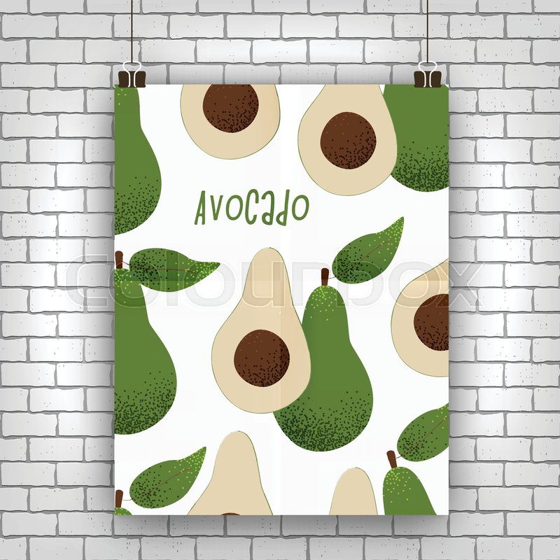 800x800 Avocado Vector Illustration, Vegan Concept, Cute Design Stock