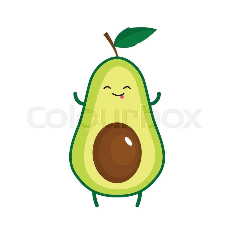 800x800 Illustration Of Cute Happy Avocado. Vector Illustration Stock