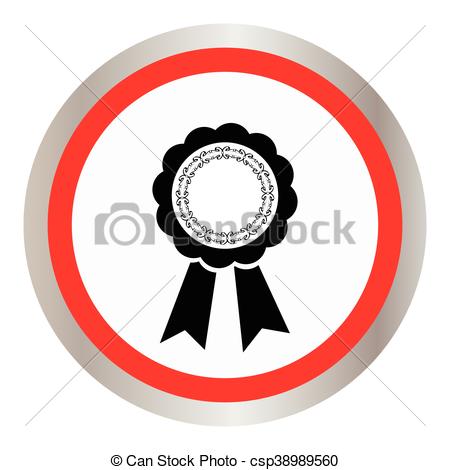 450x470 Award Ribbon Vector Icon. Flat Design Style.