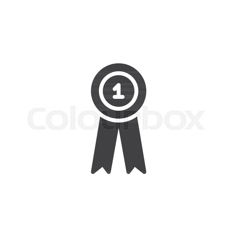 800x800 First Place Award Ribbon Vector Icon. Filled Flat Sign For Mobile