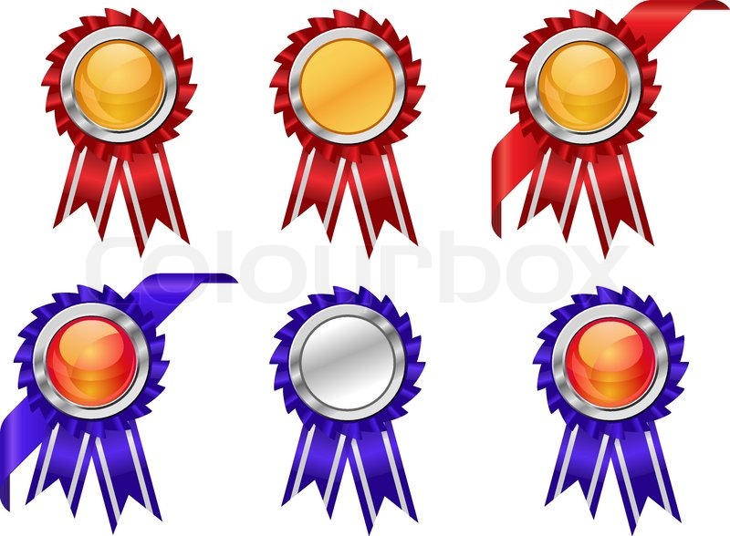 800x588 Set Of Award Symbols With Ribbons Isolated On White Background