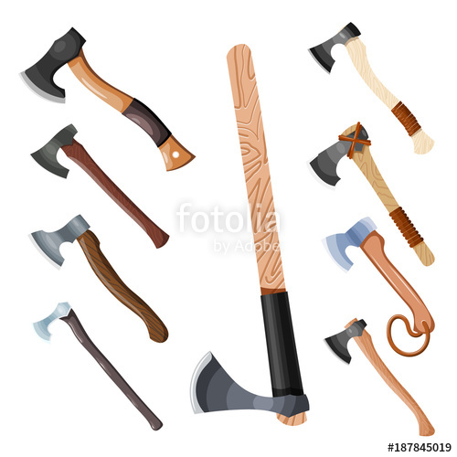 500x500 Color Image Set Of Ax. Vector Illustration Of A Set Of Simple Axe