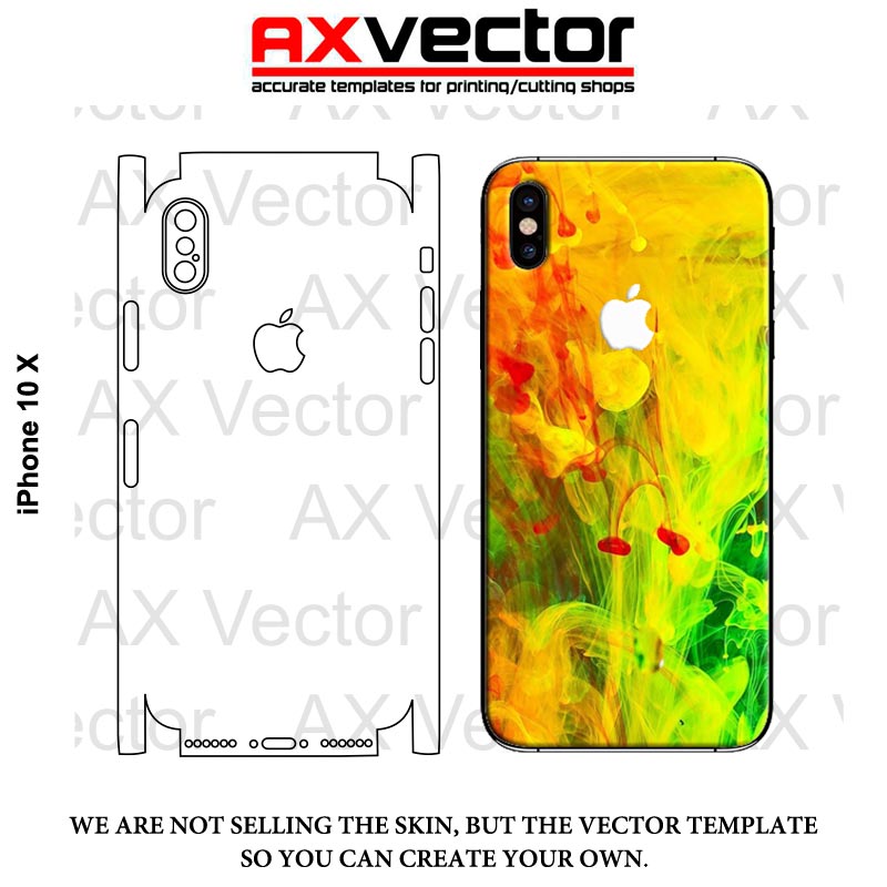 800x800 Iphone 10 X Vector Template, Accurate Contour Cut For Skins