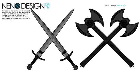 568x294 Medieval Sword And Battle Axe Vector Art Free Heraldry Vectors